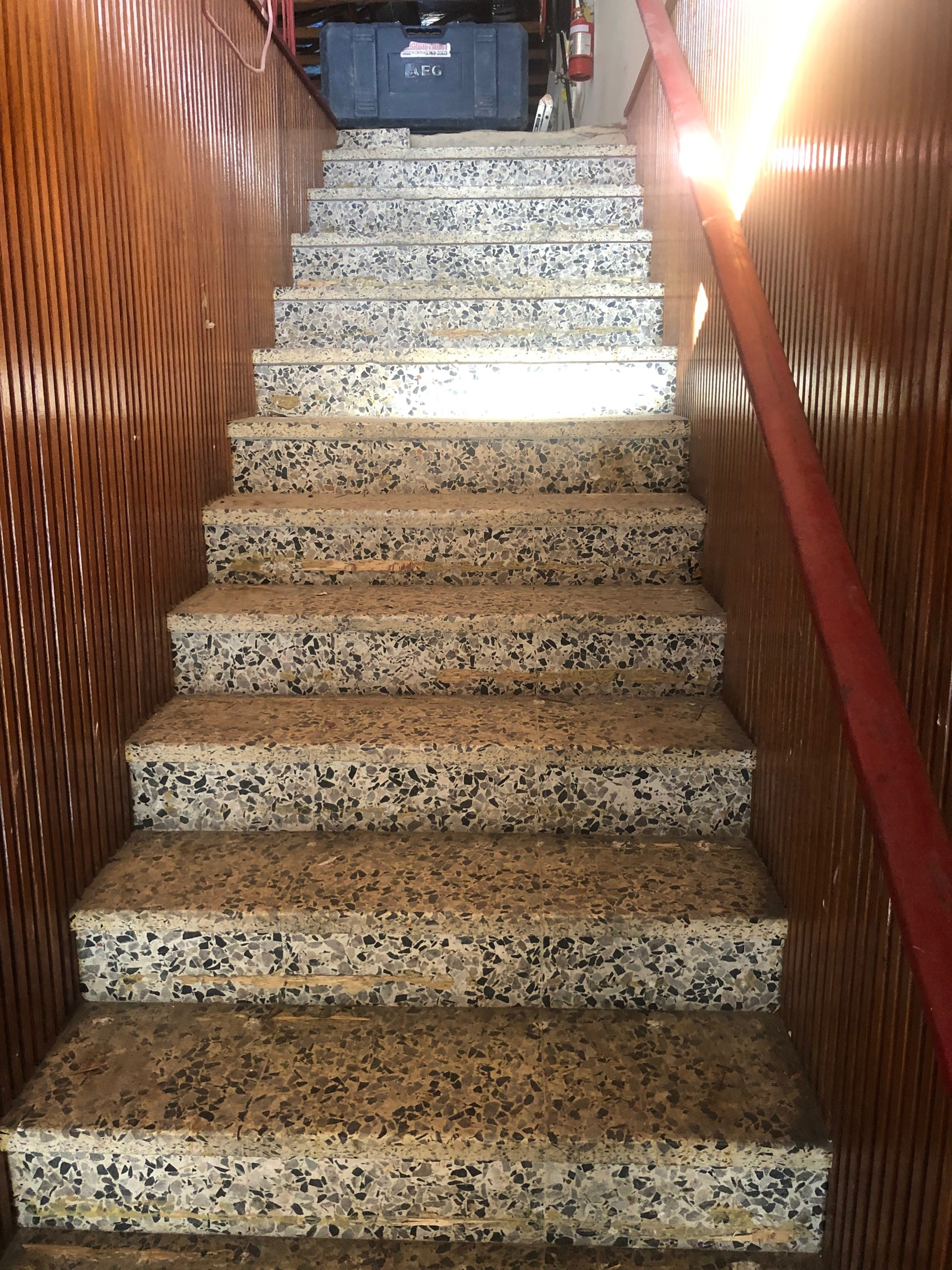 Terrazzo Stairs Strip and Seal Before